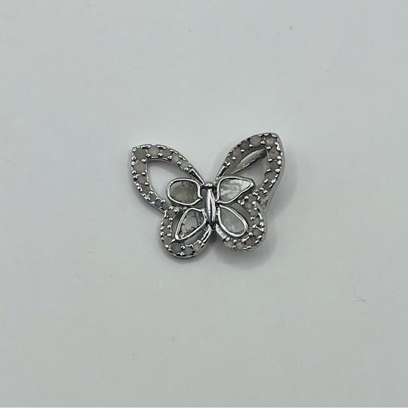 Butterfly Natural Rough Diamond Silver Pendant - Picture 1 of 4